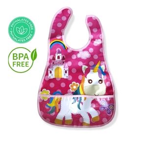 New Chikitoe Wateproof Bib with clear pocket- Infant- BPA & PHTHALATE FR…